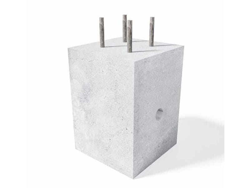 Base de concreto rectangular para alumbrado publico