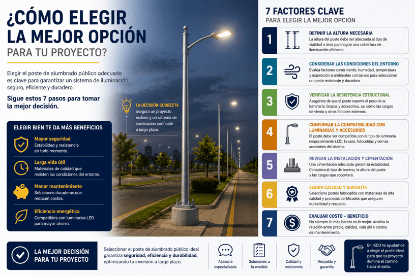 como elegir poste para alumbrado publico